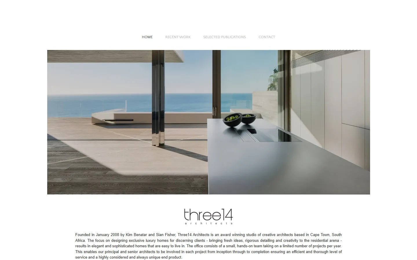 The current Three14 Architects website, three14.co.za